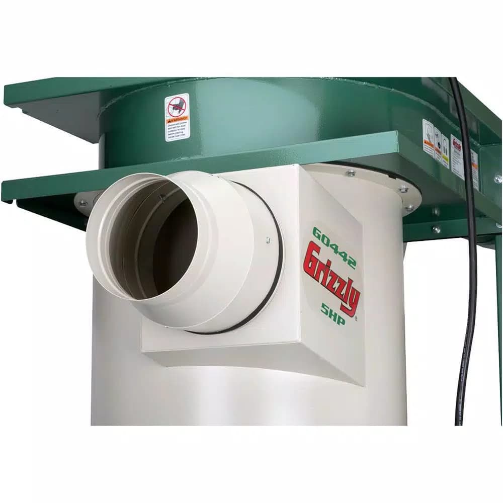 Grizzly Industrial 5 HP Cyclone Dust Collector with 55 Gal. Steel Drum and BIA Certified Cartridge Filter