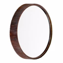 Aspire Home Accents Harrison 23 in. Round Corrugated Metal Accent Mirror with Rust Finish thumbnail 2