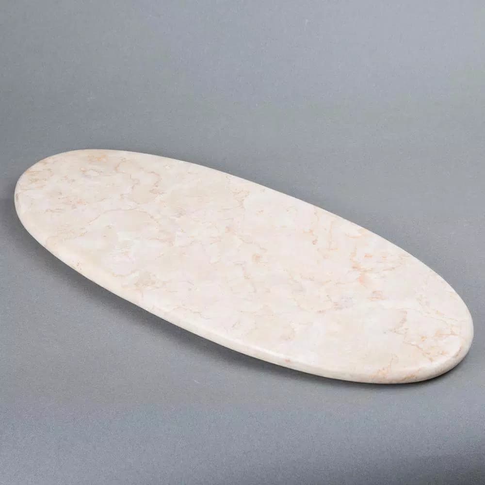 Creative Home Champagne Marble Oval Serving Board - 20" Natural Stone Cheese & Dessert Tray