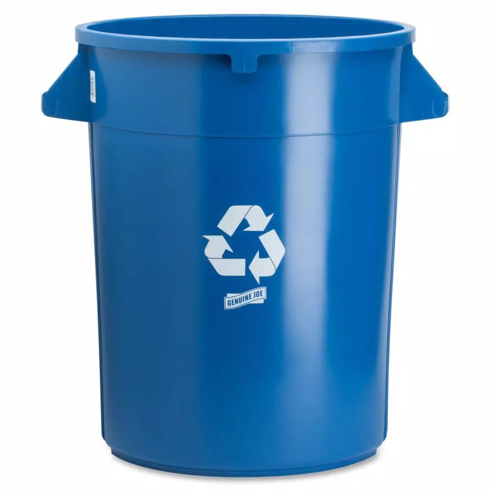 Genuine Joe 32 Gal. Blue Heavy-Duty Round Plastic Trash Can