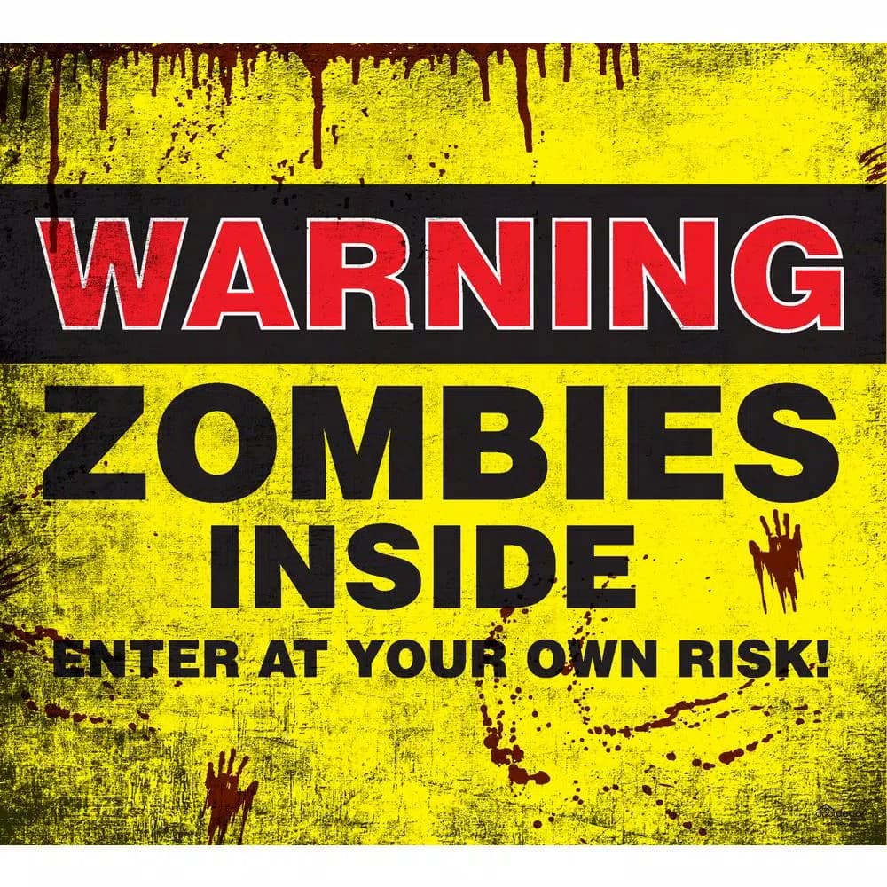 My Door Decor 7 ft. x 8 ft. Zombies Inside Halloween Garage Door Banner Mural