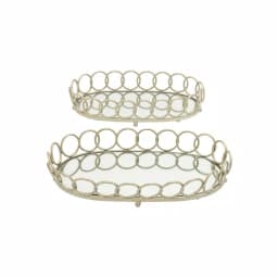 LITTON LANE Modern Reflections Silver Oval Mirror Ring Trays, Set of 2 thumbnail 2