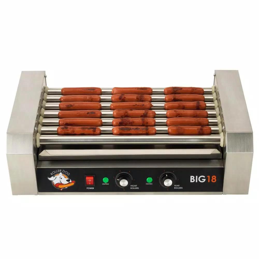 Funtime 187 sq. in. Stainless Steel Hot Dog Roller Grill, Dual Temperature Control