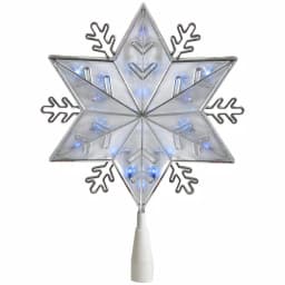 Northlight 10 in. Silver 8-Point Snowflake Christmas Tree Topper with Blue Lights thumbnail 1