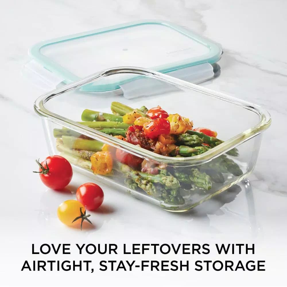 Lock & Lock Purely Better 34oz Borosilicate Glass Rectangular Food Storage Container with Airtight Lid
