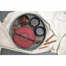 BergHOFF Studio 1.4 Qt. Red Cast Iron Teapot with Stainless Steel Filter thumbnail 3