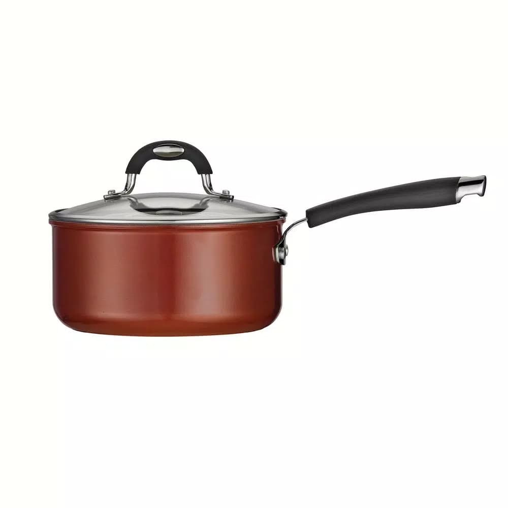 Tramontina Gourmet Ceramica Deluxe 3 Qt. Aluminum Ceramic Nonstick Sauce Pan with Glass Lid, Copper