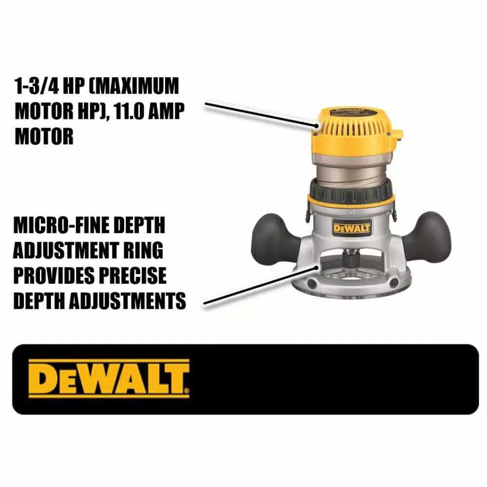 DEWALT 1.75 HP Fixed Base Router, 11-Amp Corded Power Tool