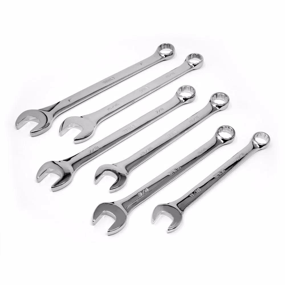 WEN 13-Piece SAE Combination Wrench Set with Storage Rack, Chrome Vanadium Steel
