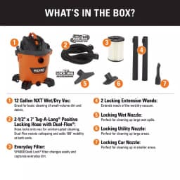 RIDGID 12 Gal. NXT 5.0 Peak HP Wet/Dry Shop Vacuum with 2.5 in. Locking Accessories thumbnail 2