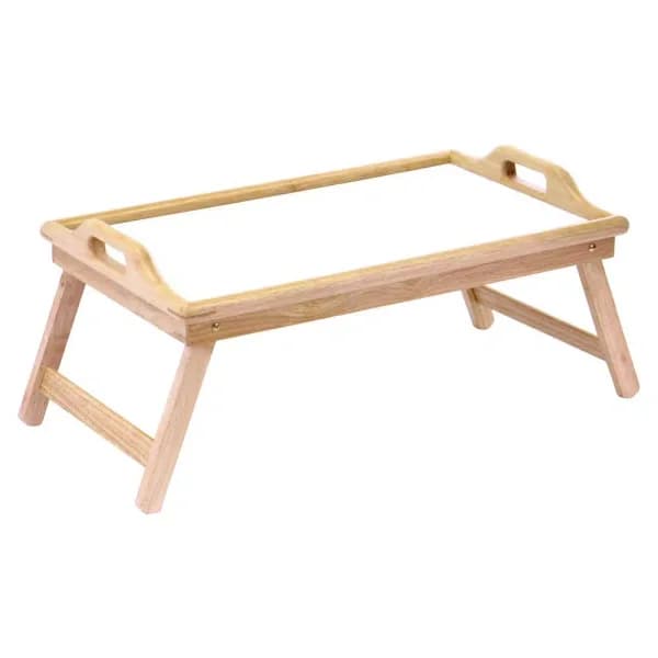Winsome Sherwood Breakfast Bed Tray, Natural Wood and Melamine Serving Tray with Foldable Legs