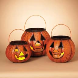 Gerson Assorted Metal Nested Jack-O-Lantern Luminaries, Set of 3, Orange thumbnail 2