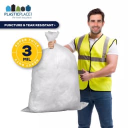 Plasticplace 3.0 mil Clear Contractor Trash Bags, 55-60 Gal, 38 in. x 58 in., 50-Case Pack thumbnail 3