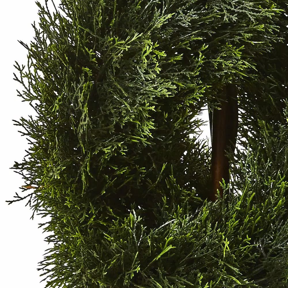 Nearly Natural Double Pond Cypress Spiral Topiary - 4ft UV Resistant Faux Plant for Indoor/Outdoor Use