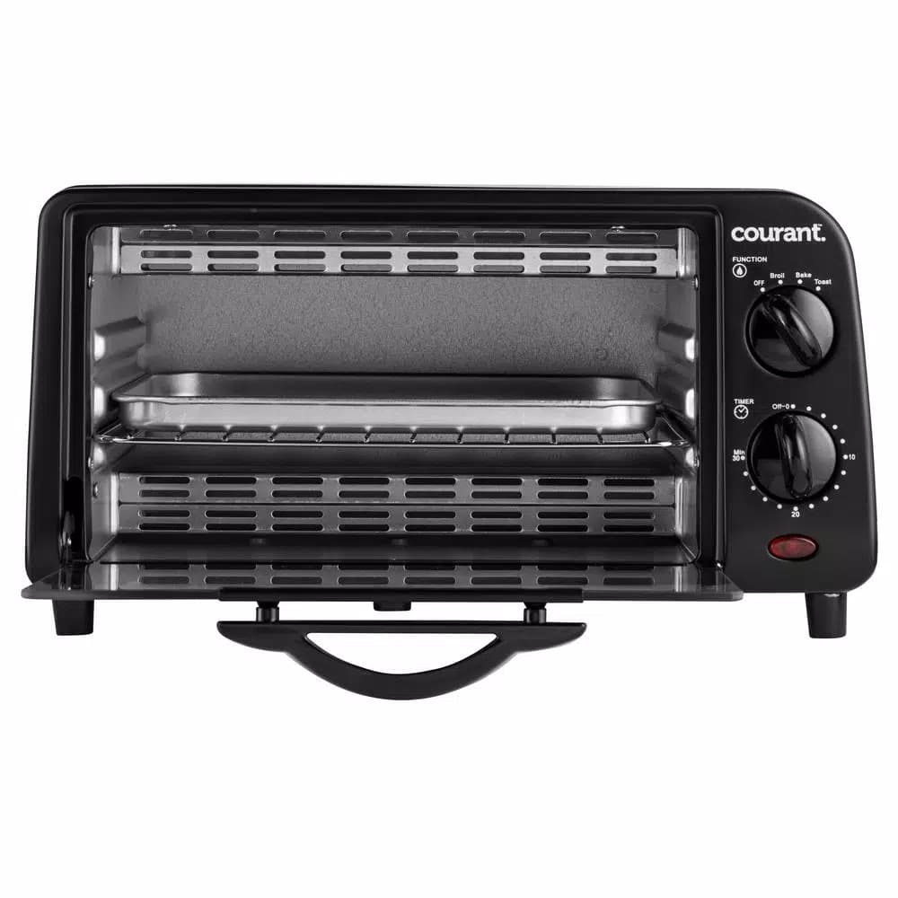 Courant 4-Slice Countertop Toaster Oven with Bake and Broil Functions, Black