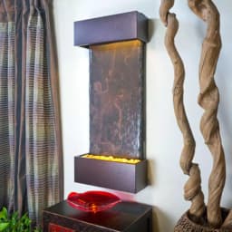 Water Wonders Nojoqui Falls Medium Lightweight Slate Wall Fountain with Copper-Vein Trim thumbnail 3