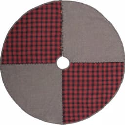 VHC Brands 48 in. Andes Charcoal Grey and Red Buffalo Check Rustic Cotton Christmas Tree Skirt thumbnail 1