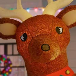 Home Accents Holiday 10.5 ft. Pre-Lit LED Giant Fuzzy Standing Reindeer Inflatable Outdoor Christmas Decoration thumbnail 4
