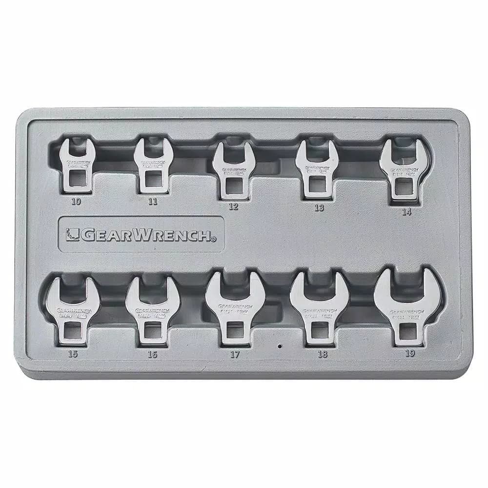 GearWrench 10-Piece 3/8 in. Drive Metric Crowfoot Wrench Set, 10-19 mm
