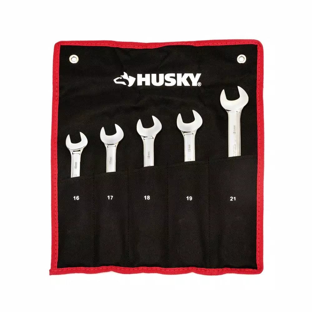 Husky 5-Piece Metric Reversible Ratcheting Wrench Set, Large Sizes