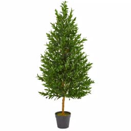 Nearly Natural 4.5 ft. Artificial Olive Cone Topiary Tree - UV-Resistant Indoor/Outdoor Greenery thumbnail 1