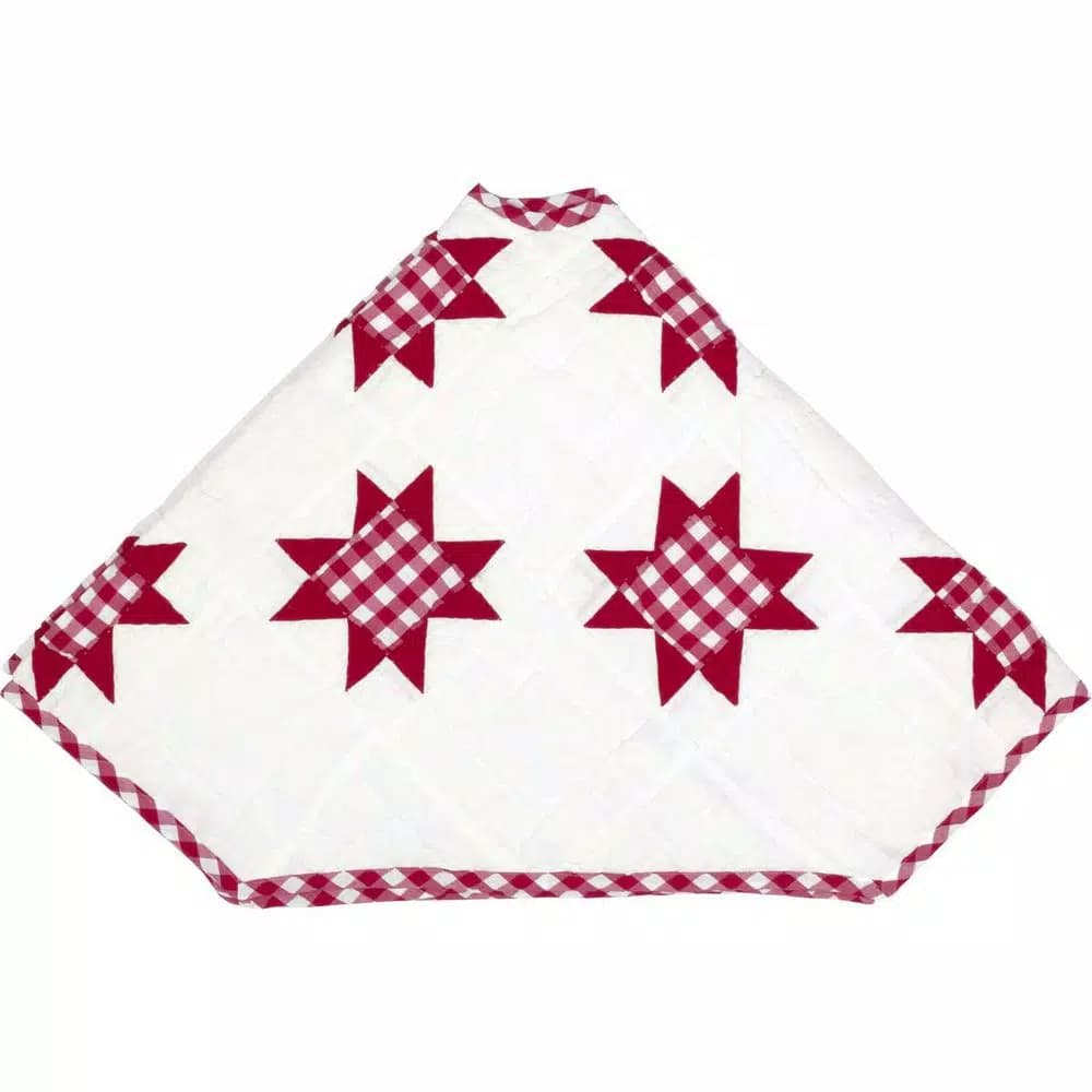 VHC Brands Emmie 48 in. Red Patchwork Christmas Tree Skirt - Hand-Quilted Cotton