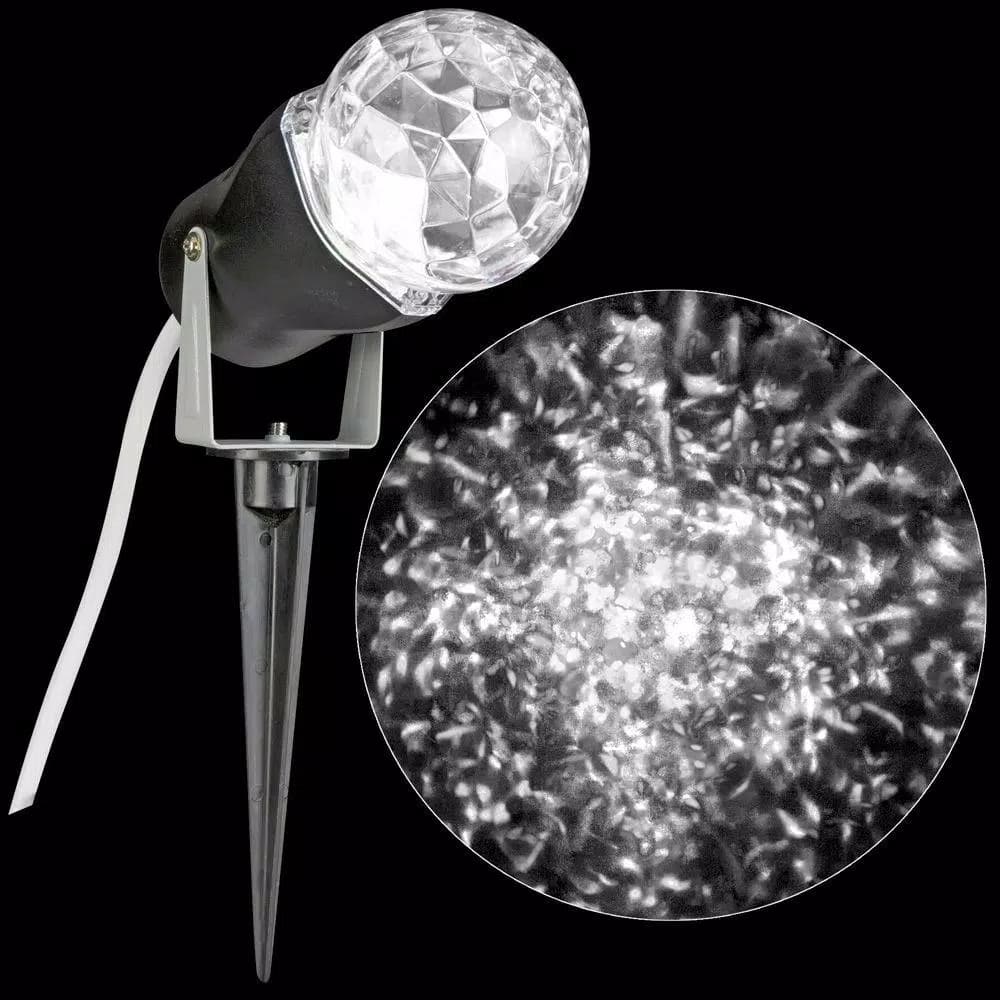 LightShow White Light Swirling LED Projection Spotlight with Ground Stake