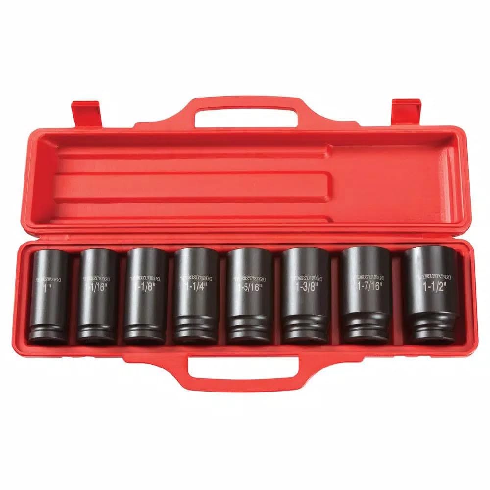 TEKTON 3/4 in. Drive 6-Point Deep Impact Socket Set, 1 to 1-1/2 in., 8-Piece