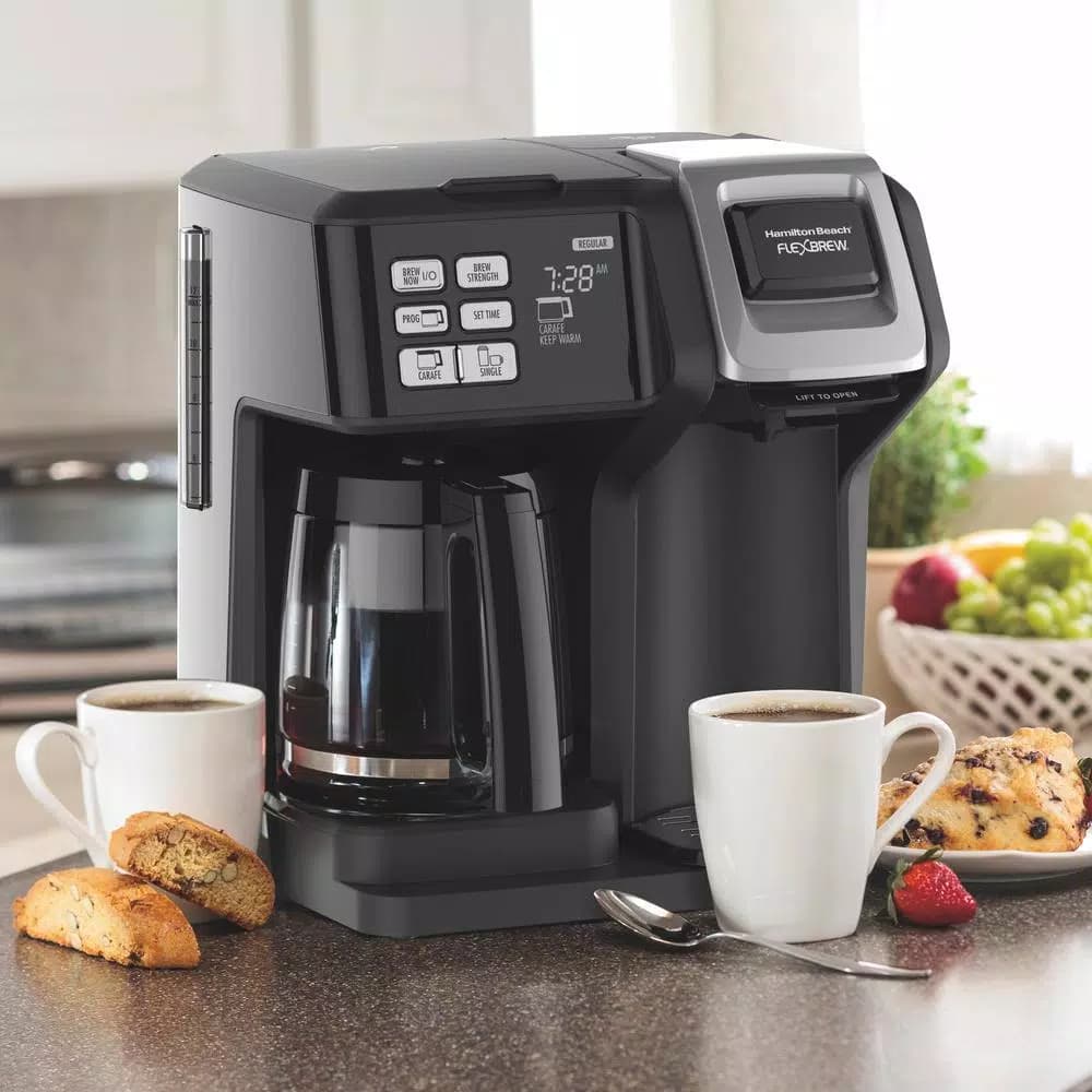 Hamilton Beach FlexBrew 2-Way Coffee Maker, 12-Cup Drip & Single-Serve Pod Brewer, Black