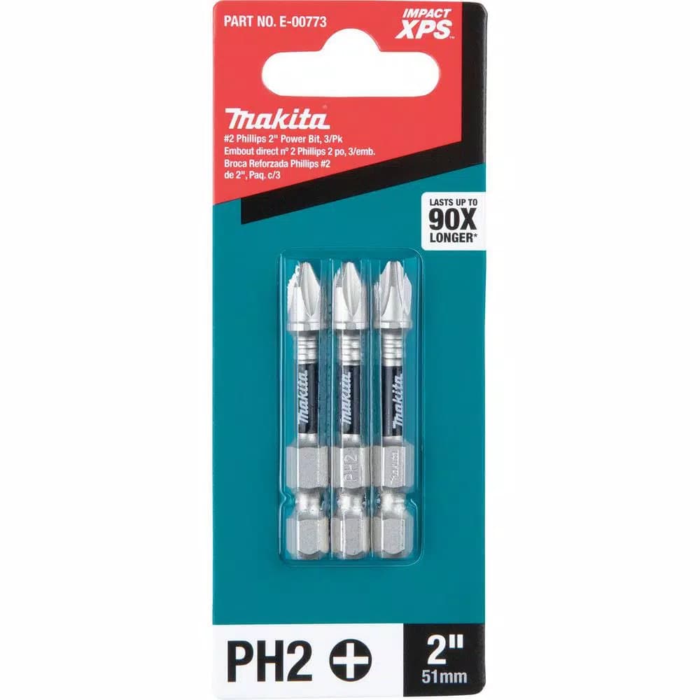 Makita ImpactXPS #2 Phillips 2 in. Power Bits, 3-Pack