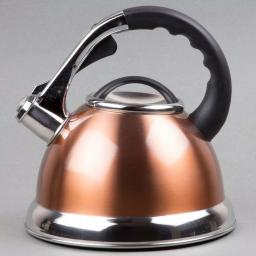 Creative Home Camille 3.0 Qt. Stainless Steel Whistling Tea Kettle with Aluminum Capsulated Bottom, Metallic Copper thumbnail 2
