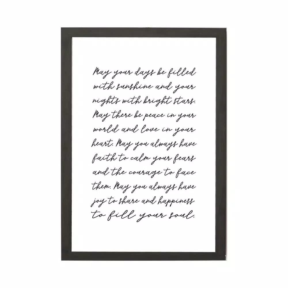 Petal Lane Home May Your Days Be Filled Magnetic Memo Board, Ebony Frame, 24 x 32 in.