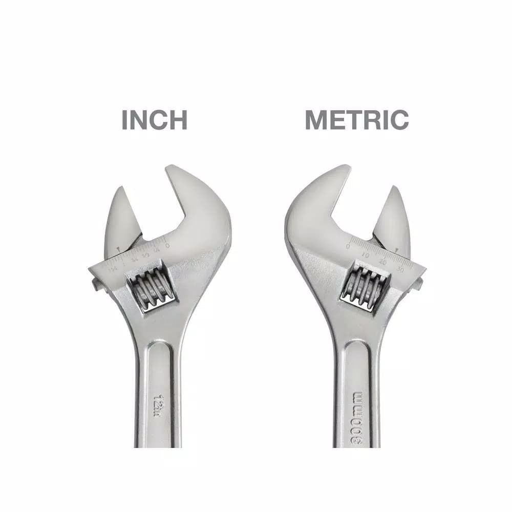 TEKTON 12 in. Adjustable Wrench, Carbon Steel with Satin Chrome Finish