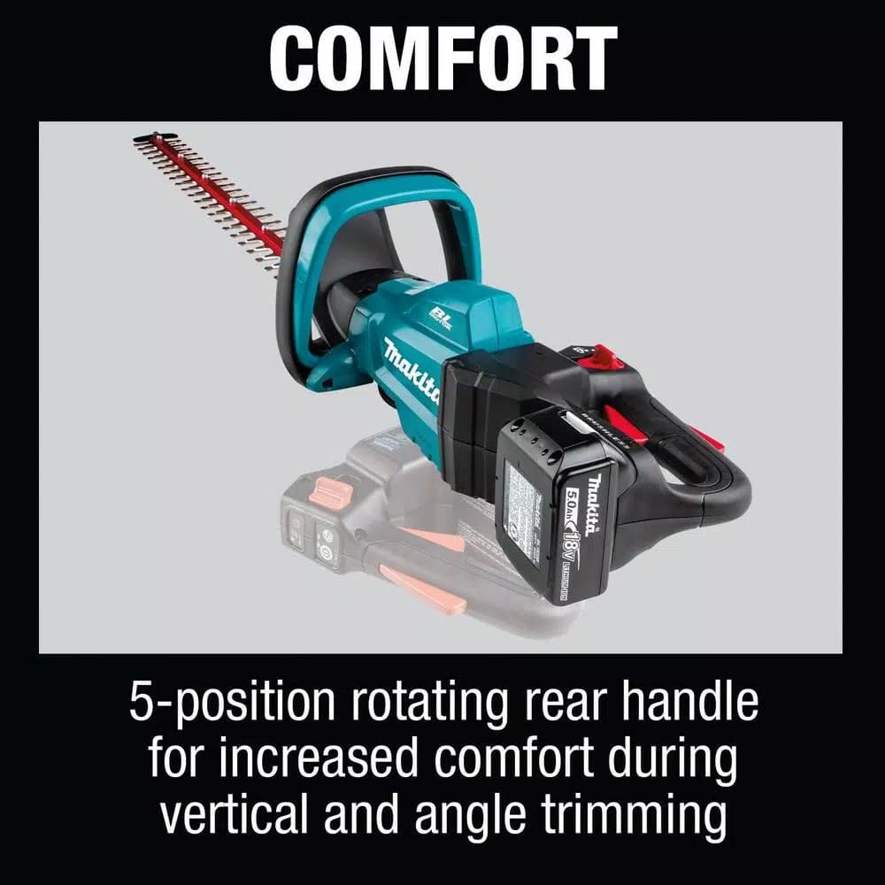 Makita 18V LXT Brushless Cordless 24 in. Hedge Trimmer Kit with (2) 5.0 Ah Batteries and Charger