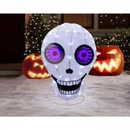 Puleo International 31 in. Lighted Halloween Skull with Infinity Mirror, 78 LED Lights thumbnail 2