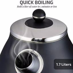 Ovente KS777 1.7L Black Stainless Steel Electric Kettle, 1500W Fast Boil with Auto Shut-Off thumbnail 2