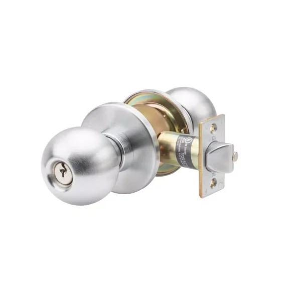 Taco Grade 1 Heavy Duty Cylindrical Keyed Entry Door Knob, Satin Stainless Steel
