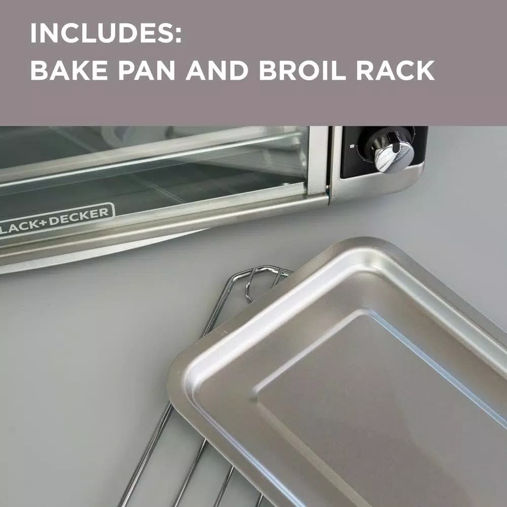 BLACK+DECKER 1500W 8-Slice Stainless Steel Convection Toaster Oven with Broiler