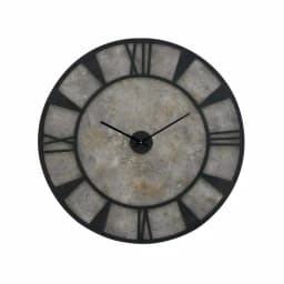 LITTON LANE 35 in. Modern Industrial Round Wall Clock - Matte Black Iron and Stone Gray Wood thumbnail 1
