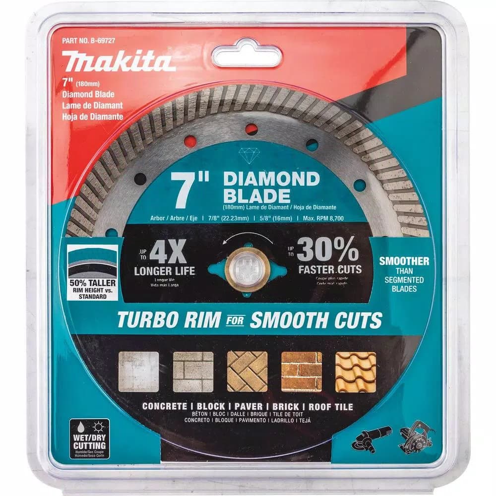 Makita 7 in. Turbo Rim Diamond Blade for Concrete, Brick, and Block