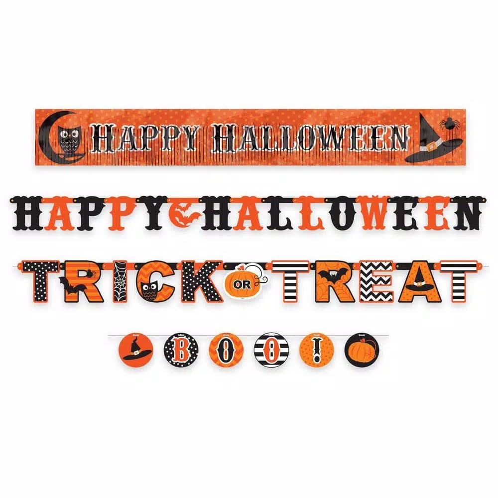 Amscan's Modern Halloween Banner Value Pack - 8 Piece Multi-Pack Hanging Decor