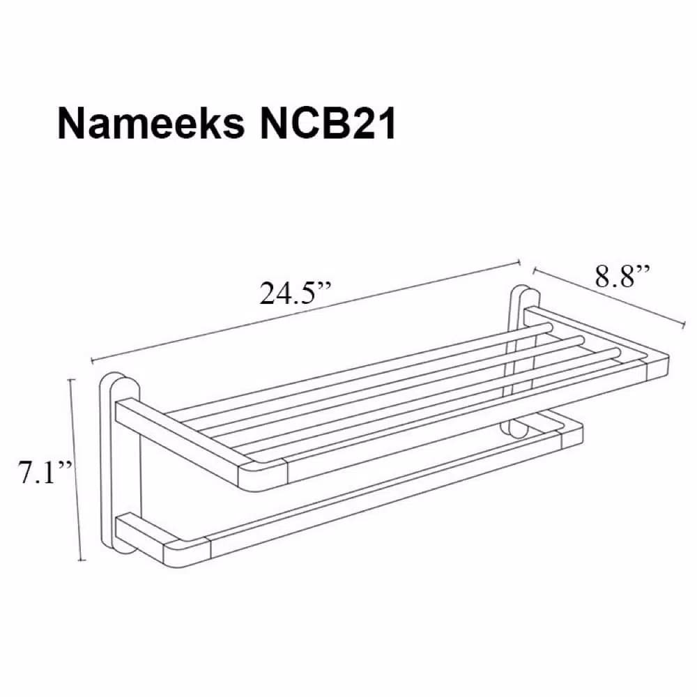 Nameeks General Hotel Double Tiered Wall Mounted Towel Train Rack, Chrome