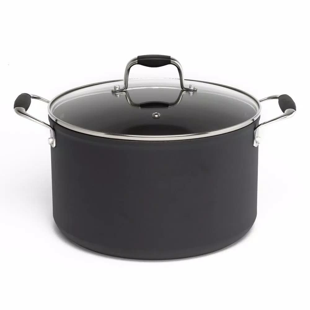 Ecolution Symphony 8 qt. Aluminum Nonstick Stock Pot with Glass Lid, Slate