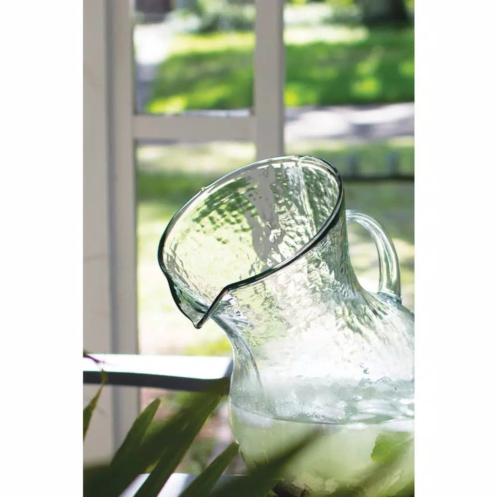 Unbranded 4.8 Qt. Hand-Blown Clear Glass Tilted Pitcher and Vase, 156 fl. oz.