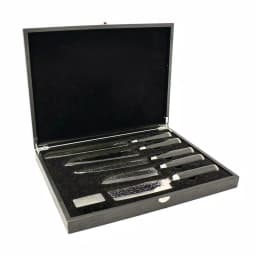BergHOFF Martello 5-Piece German Steel Knife Set with Wooden Case - Textured Blades thumbnail 1