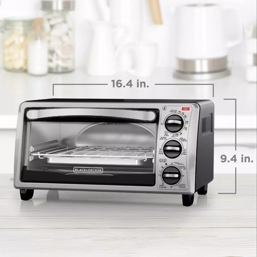 BLACK+DECKER 4-Slice Stainless Steel Toaster Oven with EvenToast Technology