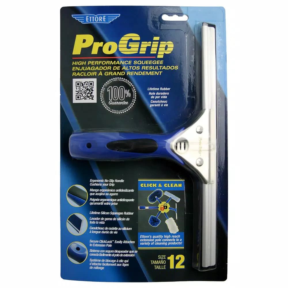 Ettore ProGrip 12 in. Window Squeegee with Ergonomic No-Slip Handle