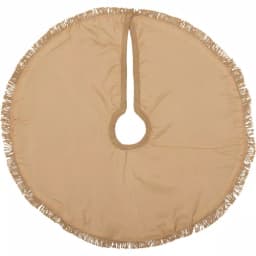 VHC Brands 21 in. Natural Burlap Christmas Tree Skirt with Fringed Edge and Reversible Taffeta thumbnail 2