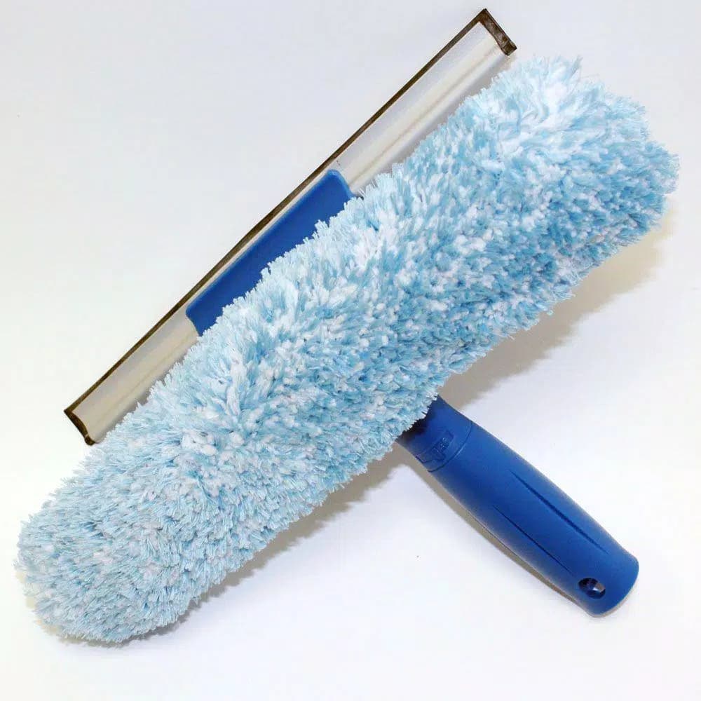 Unger 10 in. Microfiber Combination Squeegee and Scrubber with Connect and Clean System