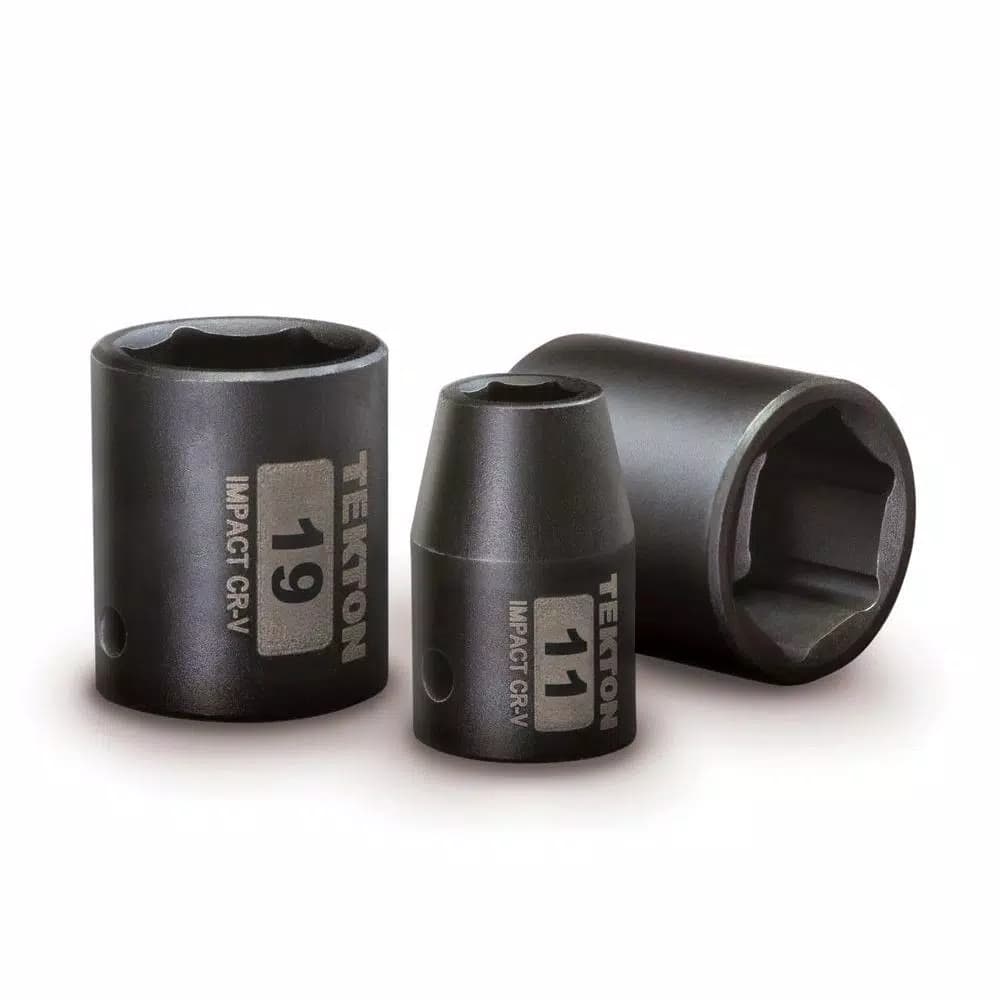 TEKTON 3/8 in. Drive 10-19 mm 6-Point Shallow Impact Socket Set, 8-Piece